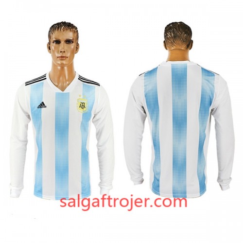 Argentina Fodboldtrøjer Hjemmebanesæt VM 2018 Langærmet Argentina Fodboldtrøjer Hjemmebanesæt VM 2018 Langærmet